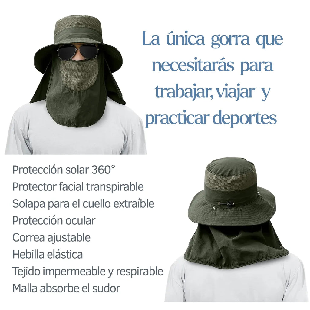 WORK UP® SolarShield Max™| Sombrero Profesional de Cobertura Extendida UPF50+