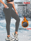 Womens Thermal Fleece Lined High Waisted with Pockets Leggings, Workout Winter Warm Tights Soft Yoga Running Pants
