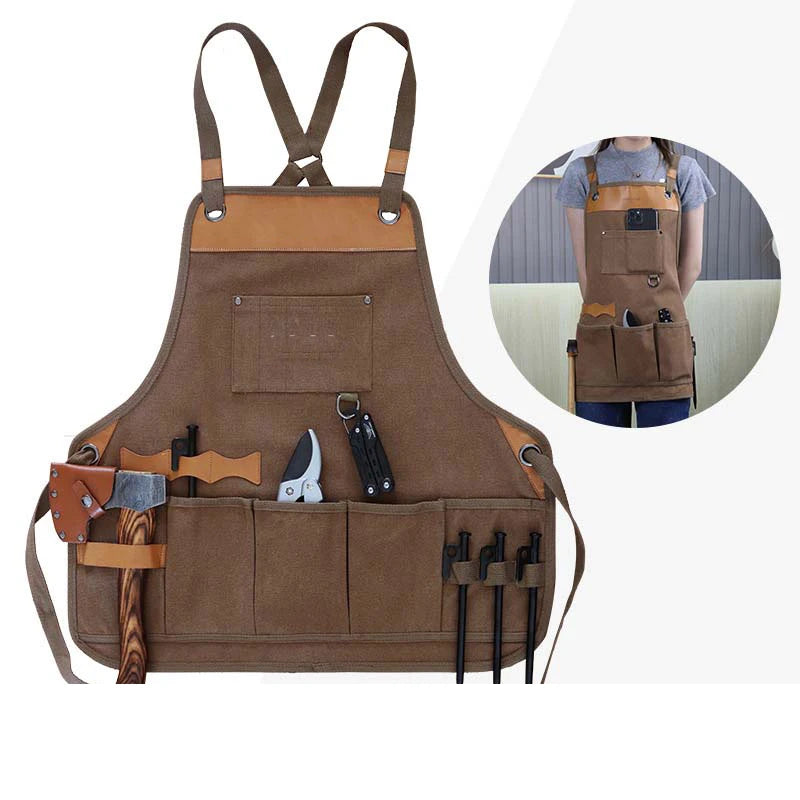 Delantal Profesional de Lona Gruesa Multi-bolsillos