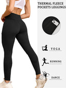 Womens Thermal Fleece Lined High Waisted with Pockets Leggings, Workout Winter Warm Tights Soft Yoga Running Pants