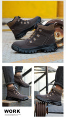 Waterproof Safety Boots Men Indestructible Steel Toe Work Boots Anti-smash Stab-resistant Safety Shoes Biker Botas Para Hombre