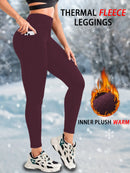Womens Thermal Fleece Lined High Waisted with Pockets Leggings, Workout Winter Warm Tights Soft Yoga Running Pants