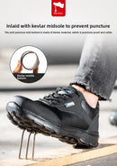 Men's Steel Toe Lightweight Work Shoes Microfiber Leather All Season Anti Smashing AntiStab Low Top Labor Protection Footwear