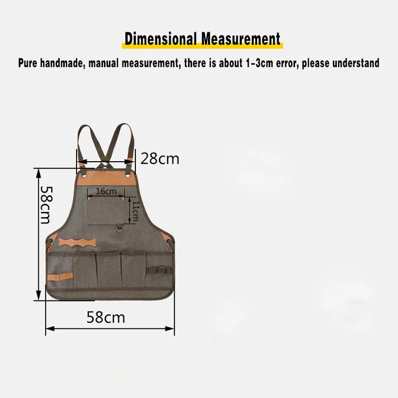 Delantal Profesional de Lona Gruesa Multi-bolsillos