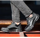 Men's Steel Toe Lightweight Work Shoes Microfiber Leather All Season Anti Smashing AntiStab Low Top Labor Protection Footwear