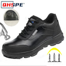 Men's Steel Toe Lightweight Work Shoes Microfiber Leather All Season Anti Smashing AntiStab Low Top Labor Protection Footwear