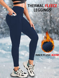 Womens Thermal Fleece Lined High Waisted with Pockets Leggings, Workout Winter Warm Tights Soft Yoga Running Pants