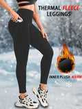 Womens Thermal Fleece Lined High Waisted with Pockets Leggings, Workout Winter Warm Tights Soft Yoga Running Pants