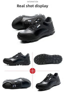 Men's Steel Toe Lightweight Work Shoes Microfiber Leather All Season Anti Smashing AntiStab Low Top Labor Protection Footwear
