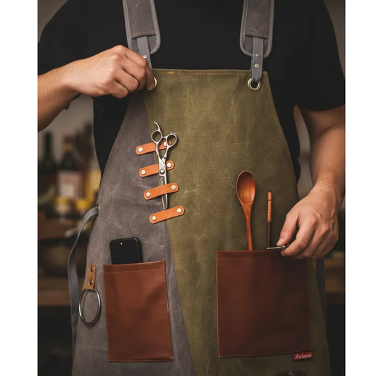 Delantal Profesional de Lona con Tirantes Cruzados | Trabajo Pesado y Uso Técnico